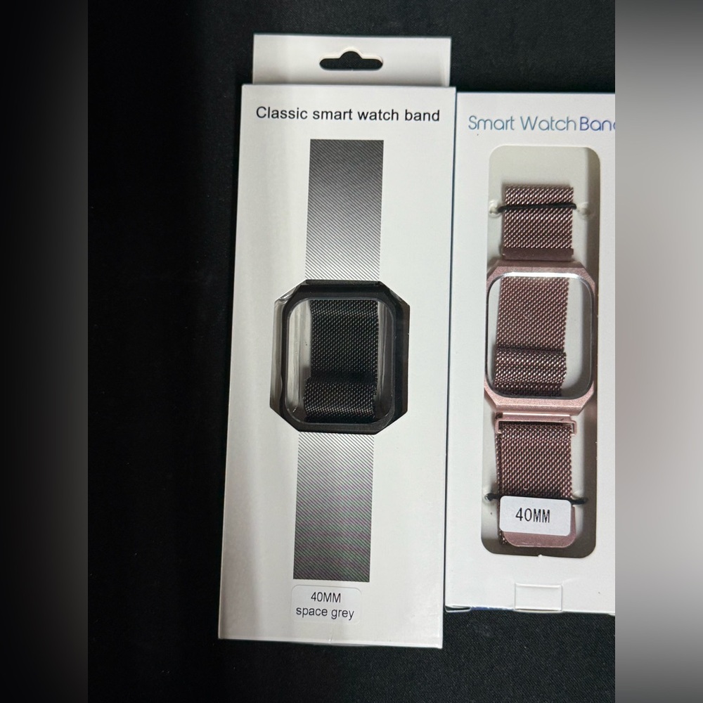 NEW 2PC Magnetic Classic Smart Watch Band & Face Cover- Space Grey and Pink 40mm - Picture 1 of 2